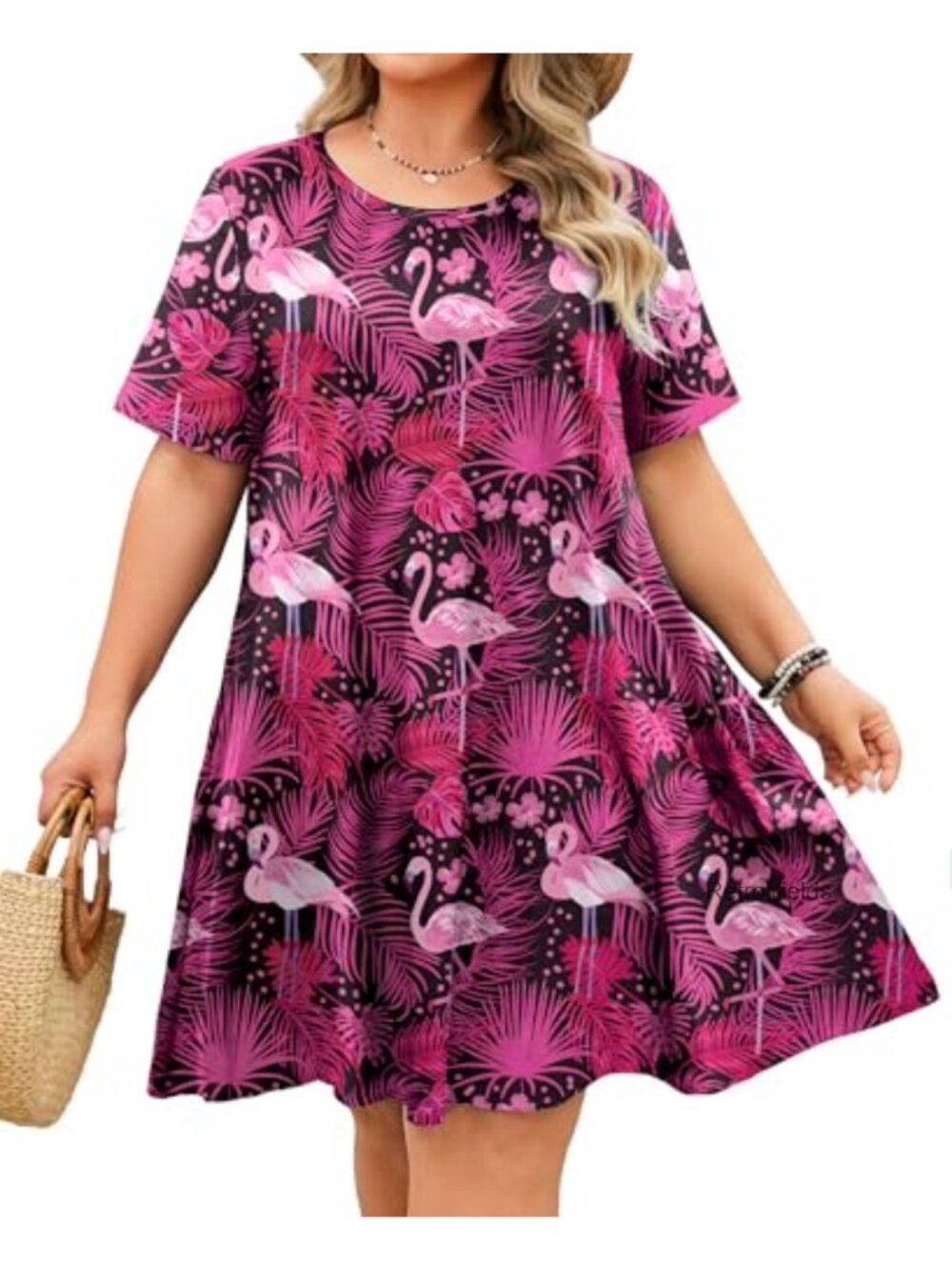 Women's Plus Size Summer T Shirt Dress with Pockets Short Sleeve